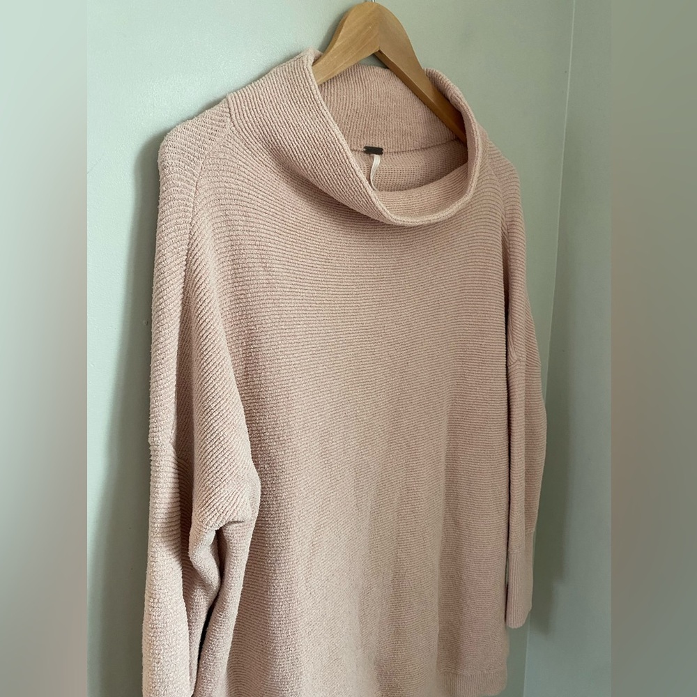 Free People Ottoman Slouchy Tunic Oversized Ribbed Mock neck Pink Women’s XS - Picture 5 of 9